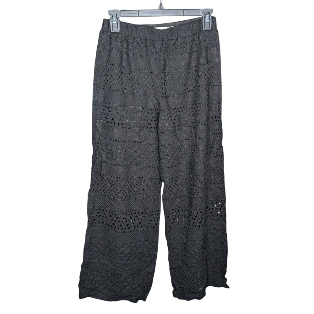 Alice + Olivia Black Eyelet Wide Leg Pants XS‎ NWT Embroidered Lace MSRP $295